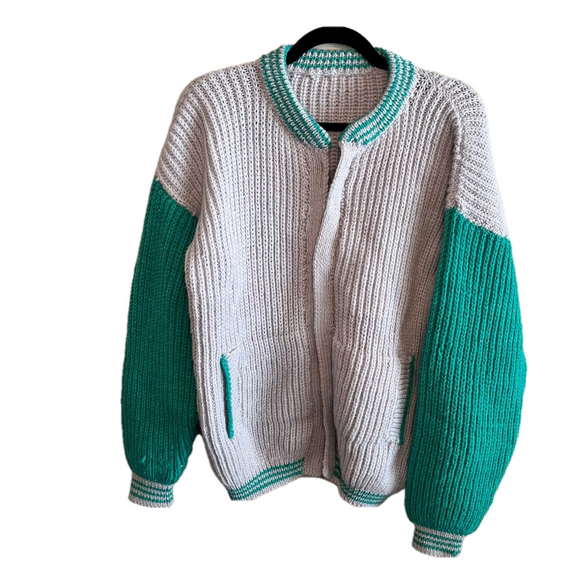 Handknit Chunky Oversized Varsity Sweater Women’s M/L - Picture 1 of 6